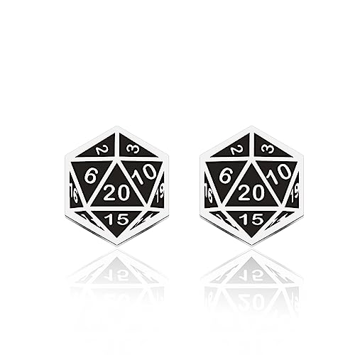 Dice Stud Earrings D20 Throwing Figures Gift Video Game Player Gamer Gift (Dice Earrings)