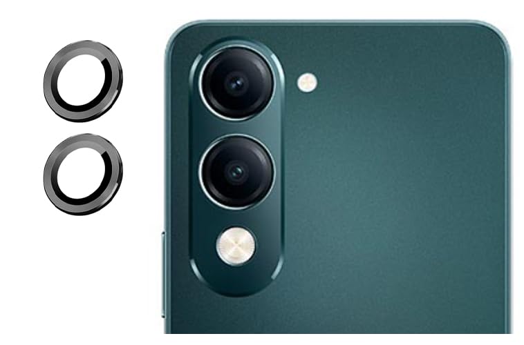 Image of imluckies Camera Ring Lens Protector (Aluminum with Tempered Glass) Compatible for Vivo Y19E - Black (Pack of 2 rings)