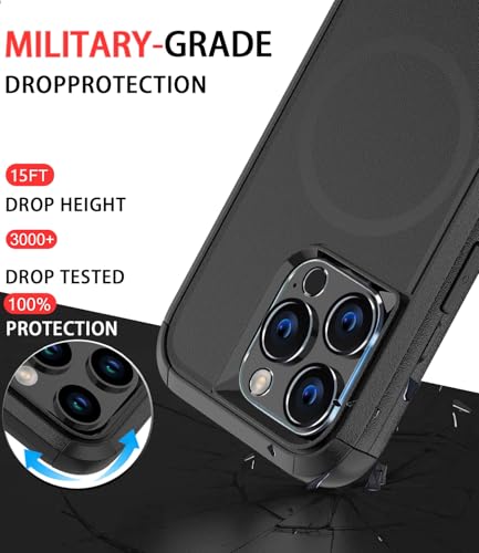 Image of Diverbox for iPhone 16 Pro Max Case [Compatible with MagSafe][Shockproof] [Dropproof][Tempered Glass Screen Protector + Camera Protectors] Heavy Duty Protection for iPhone 16 Pro Max (Magnetic Black)