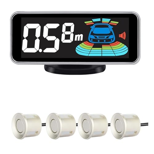 Parkeersensoren Parkeersensor Kit Auto Parktronic LCD Display Piep Reverse Backup Radar Monitor Systeem 4 Sensoren 22mm 12V 7 Kleur Parkeersensor(Champagne gold,4 sensors)