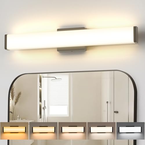 Image of Amico Bathroom Vanity Light Over Mirror 32 inch, Dimmable 5CCT Led Vanity Lights for Bathroom, Modern Black Wall Lights-ETL Certificated