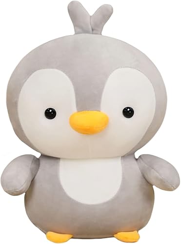 ELAINREN Cuddly - Pingüino de peluche de pingüino gris, lindo pingüino azul alegre, regalos para Navidad y Halloween, 13.8 pulgadas (solo para
