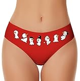 Aueyan Christmas Underwear for Women Funny Snowman Costume,Womens Christmas Panties Teen Girls Red Holiday Underwear with Ugly Xmas Graphic Printed Cute Design S