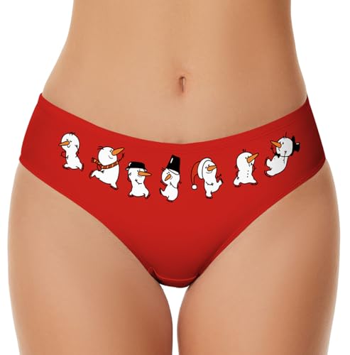 Aueyan Christmas Underwear for Women Funny Snowman Costume,Womens Christmas Panties Teen Girls Red Holiday Underwear with Ugly Xmas Graphic Printed Cute Design S