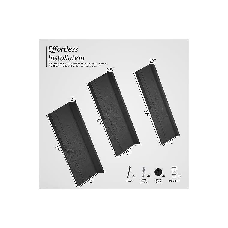 Rebee Vision Modern Floating Shelves Set of 3 : Farmhouse Wall Mounted Bedroom Decor Aesthetic for Multifunctional Storage and Rustic Small Shelf for Apartment Essentials (Stylish Black) - Image 4
