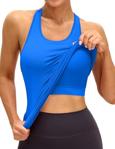 MathCat Racerback Workout Tank Tops for Women Seamless Padded Athletic Yoga Tops Camisole Shirts with Built in Bra