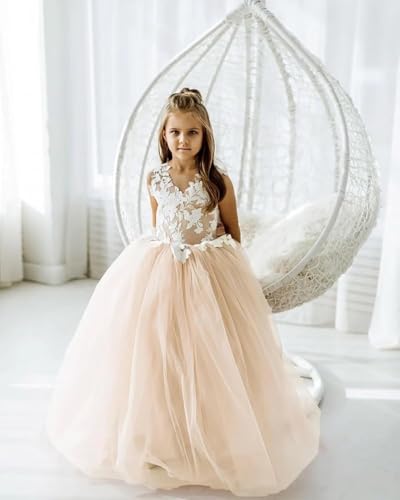 Flower Girl Dress for Wedding Lace Applique Tulle First Communion Dresses Princess Pageant Party Bridesmaid Ball Gown4
