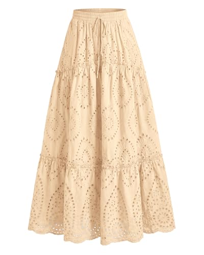 Image of BTFBM Eyelet Long Skirts for Women Beach Vacation