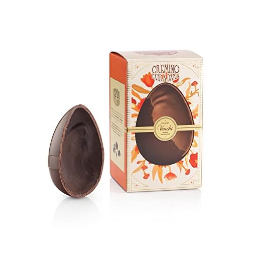 Venchi - Colección de Pascua - Huevo Cremino de Chocolate Extra Negro, 450 g - Pasta de Avellanas del Piamonte IGP y Gianduja - Con Sorpresa - Idea de Regalo - Sin Gluten - Vegano