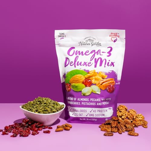 Nature's Garden Omega-3 Deluxe Mix – Power Up, Heart Healthy, Gluten Free, Antioxidant Rich, Cholesterol Free, Sodium Free, No Artificial Ingredients – 26 Oz Bag (Pack of 1)