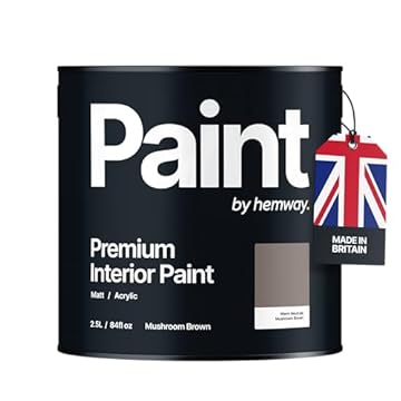 Hemway - Premium Interior Paint - Mushroom Brown 2.5 L | Indoor Matt Finish, Acrylic & Water-Based Emulsion | Quick Dry & High Coverage for the Kitchen, Bathroom & Bedroom