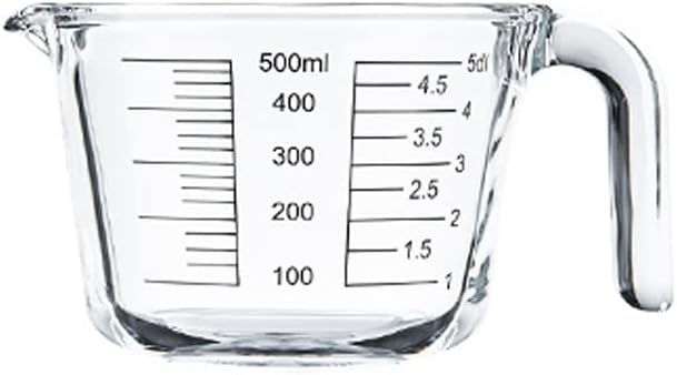 Glass Measuring Cup With Scale Milk Cup High Temperature Resistant Household Kitchen Baking Beaten Egg Cup Measuring Water Cup (Size : 500ML)
