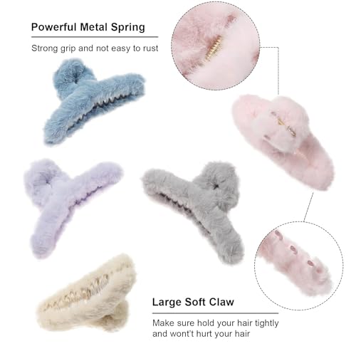 Image of Freebies Plush Hair Accessories for Women | Non Slip Big Hair Claw | Soft Clutcher for Girls | Trendy Hair Clip | Strong Grip Daily Use Claw | Fashion Clip Combo | Pack of 3