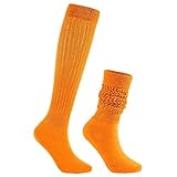 Womens Orange Slouch Socks Hooters Outfit for Women Hooters Costumes Scrunch Socks Knee High Socks Orange Socks Halloween Socks