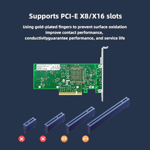 Tarjeta de Red 10GB con Intel X540-T1 Adaptador LAN Server RJ45 Single-Port PCIE X8 10Gbps Ethernet Server NIC, Compatible con Windows/Windows Server/Linux/VMware miniatura 4