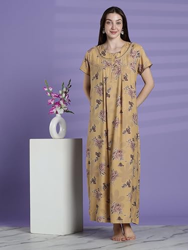 Image of 9shines Label Premium Alpine Maxi Designer Nighty | Floral Print Maxi for Women | Night wear for Women | | Full Length Night Gown for Women | Night Dress for Women Stylish (2467)