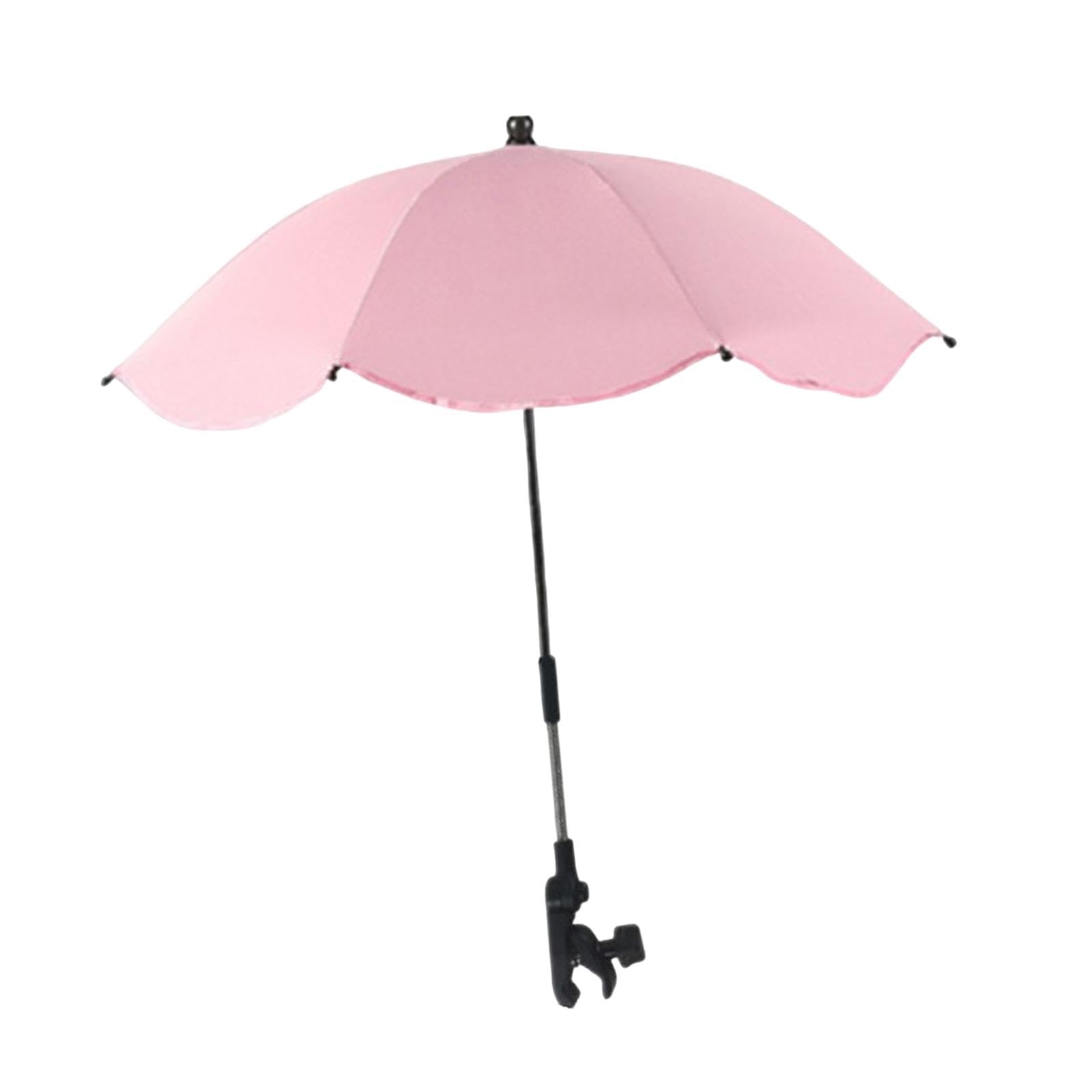 MYCENSE Clip on Umbrella for Stroller Pushchair Parasol Modern Adjustable Steering Angle Beach Chair Umbrella Plant Shade for Patio, Pink