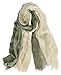 GERINLY Casual Linen Scarf Lightweight Natural Head Wrap Cotton Shawl with Color Attached Turban (Olive)