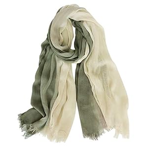 GERINLY Two Tone Linen Scarf Wraps Basic Textured Scarf Hemp Shawl