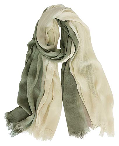 GERINLY Two Tone Linen Scarf Wraps Basic Textured Scarf Hemp Shawl