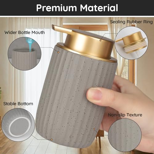 Image of Segbeauty Gray Ceramic Dish Soap Dispenser, 10.8oz Refillable Liquid Soap Pump Bottle for Kitchen Bathroom Countertop, 320ml Empty Shampoo and Conditioner Dispenser Bottles for Lotion Hand Wash Shower