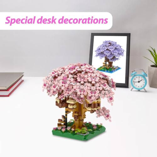 Image of Cherry Blossom Tree House Building Set, 1113+ PCS Japanese Sakura Bonsai Mini Blocks for Ages 14+ | Kawaii Collectible Home Decor | 1 Year Manufacturing Warranty [Pink]