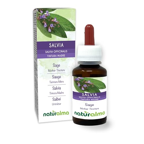 Salvia (Salvia officinalis) hojas Tintura Madre sin alcohol Naturalma - Extracto líquido gotas 60 ml - Complemento alimenticio - Vegano