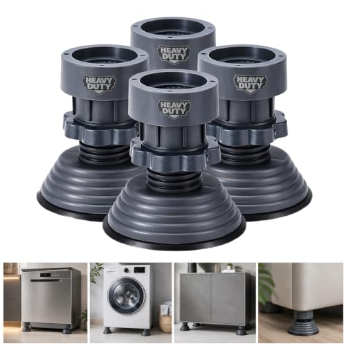 Image of Vivela Washing Machine Vibration Absorber Pads Set of 4 with Height Adjustment | Anti-Slip Shockproof Rubber Feet Stand | Noise & Vibration Reduction for Washing Machine, Refrigerator & Furniture
