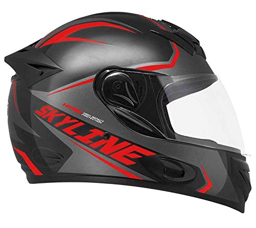 Capacete Moto MX2 Skyline Preto com vermelho Brilhante 62
