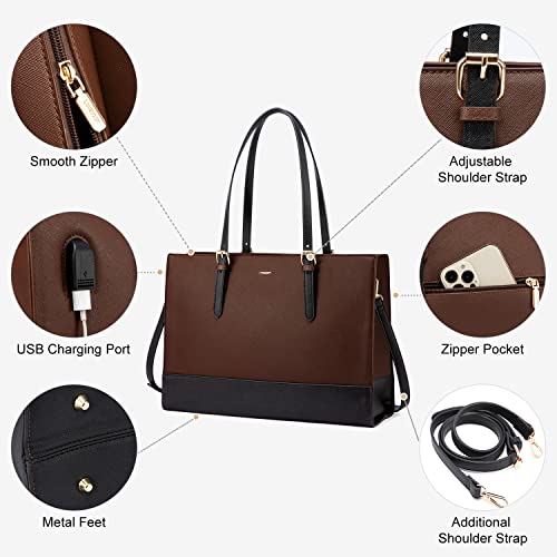 LOVEVOOK Laptop Tote for Women, Fashion Computer Bag 15.6 Inch Large Handbag, Shoulder Bag Purse for Business Work3