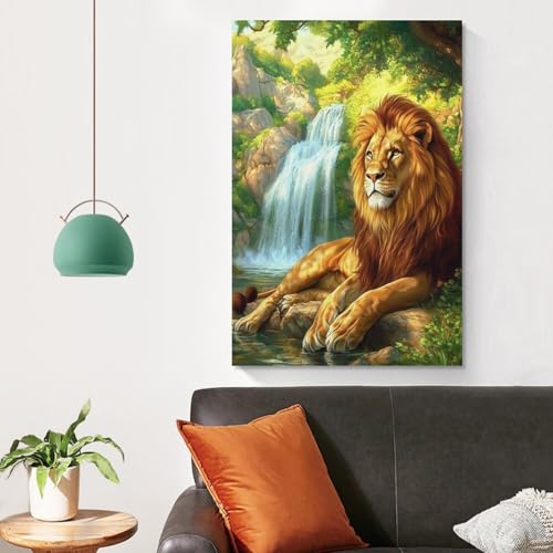 Cuadro en lienzo de león 40x60 cm moderno para decoración de dormitorios 4