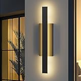 LamQee 31 inch Aluminum Long Outdoor Wall Lights, 3000K 1600LM 32W LED Modern Exterior Lighting Fixtures, IP65 Waterproof Matte Black Linear Outside Sconce Wall Mount for House Porch Patio Garage Door