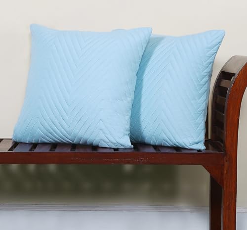 Image of RD TREND UltraSonic Microfiber Cushion Covers, 45 x 45 cm /18 x 18 inches, Set of 2, 250 TC,Back Zipper (Sky Blue)