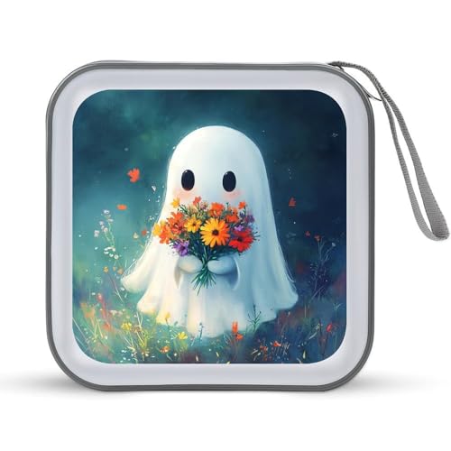 Ghost Flowers CD Case Plastic DVD Case Holder Wallet Disc Storage Organizer for Car Travel