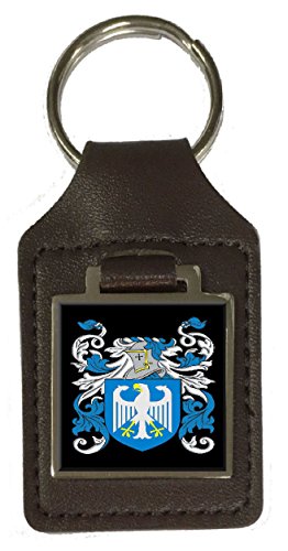 Porte-clés Macbain cuir marron blason gravé : ne perdez plus vos clés