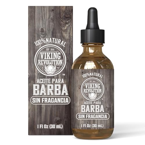 Viking Revolution - Aceite Barba Hombre - Argan y Jojoba - Favorece el Crecimiento de la Barba - Suaviza y Fortalece la Barba y el Bigote de los HOmbres - Aceite Barba Natural Sin Aroma - 30 ml