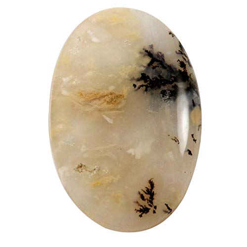 Agate dendrite tigre naturelle de 46,6 carats : un cabochon ovale d'exception pour haute joaillerie