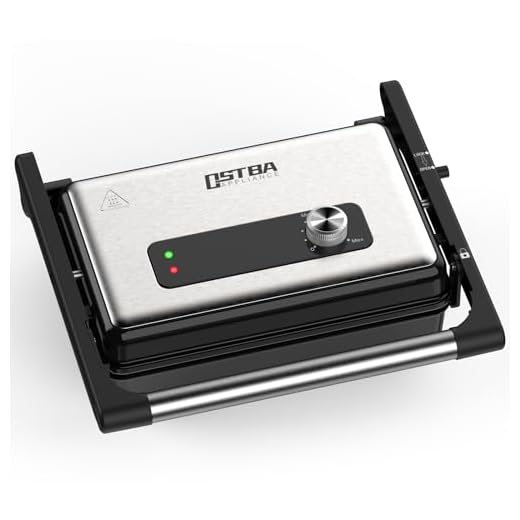 OSTBA Parrilla Eléctrica, Grill Sandwichera Plancha y Máquina de Panini, XXL Revestimiento Antiadherente, Apertura 180º, 1500W, Temperatura Automática, Mango Cool Touch, 2-Rebanadas
