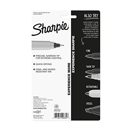 Image of Sharpie Color Burst Permanent Markers, Ultra-Fine Point, Assorted, 5-Pack (1948353)