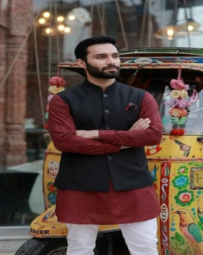Image of MAYKR Nehru Jacket, Modi Koti for Men, Cotton Waistcoat for All Occasion: Diwali, Wedding, Ethnic, Office Party, Formal and casual Look 1