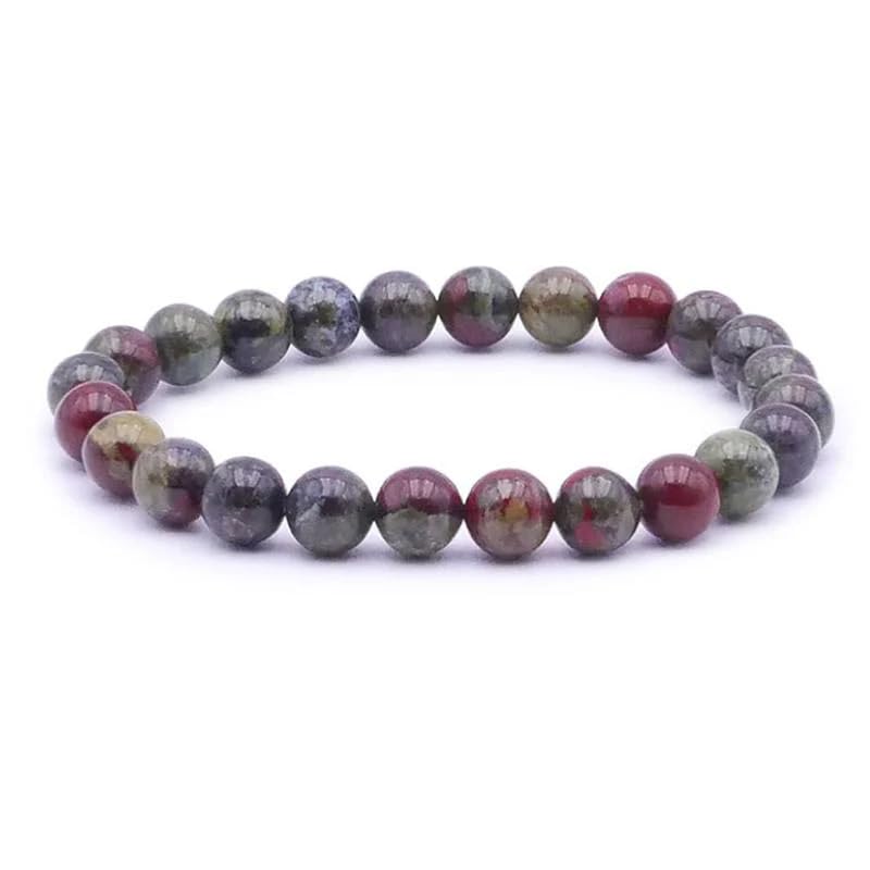 JoyasMinerales Pulsera de Piedras Naturales 100% Auténticas - Pulsera Sangre de Drágon - Ajuste Cómodo y Estilo Elegante | Cuerda Elástica Coreana y Caja de Joyería Incluida (Sangre de Drágon, 8mm)