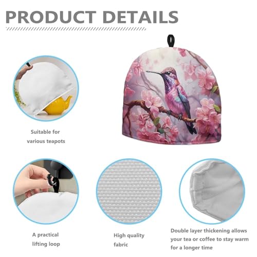 Image of Cherry Blossom Tea Cozy for Teapot Insulated Hummingbird Tea Cozies Tea Kitchen Accessory Pot Cozy Home Decorative Tea Pot Cozy for Women