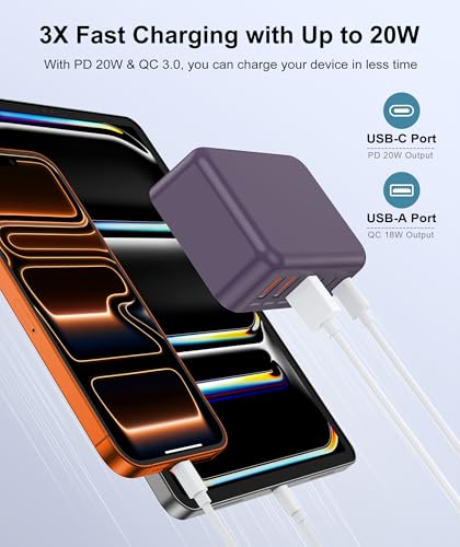 Image of Fast Charger Block, GaN 6 Port USB C Charging Station Hub Cube, 100W Multiport Type C Wall Charger Power Strip Plug with PD 3.0+QC for iPhone 16 15 14 13 12 1 Pro Max XR XS 8 7, Samsung, iPad, Table