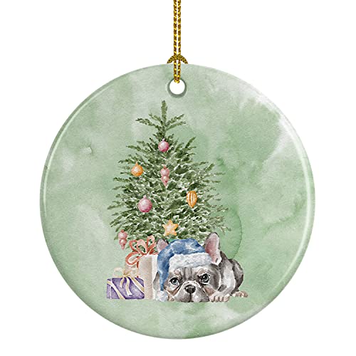 Caroline's Treasures French Bulldog Black #1 and Tree Ceramic Ornament Christmas Tree Hanging Decorations for Home Christmas Holiday, Party, Gift, 3 in, Multicolor
