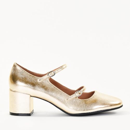 Women's Fashion Patent Leather Block Heel Mary Jane Pumps Comfortable Closed Round Toe Double Strap with Buckle High Chunky Heel Shoes for Women3