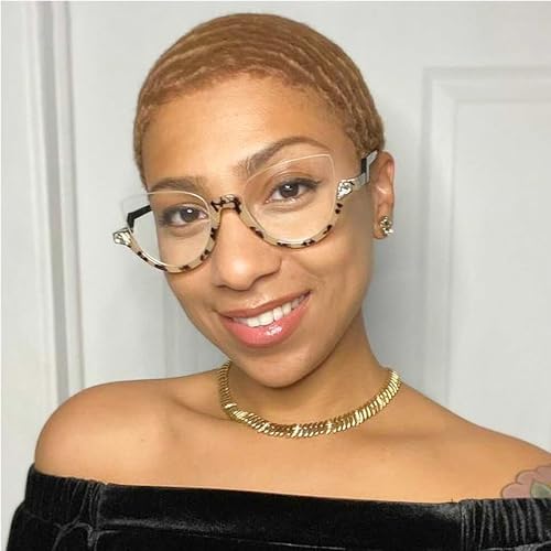 Image of Zeelool Stylish Semi-rimless Cat Eye Glasses Frame for Women with Non-prescription Clear Lens Felicia VHP0189-07 Light /Tortoise