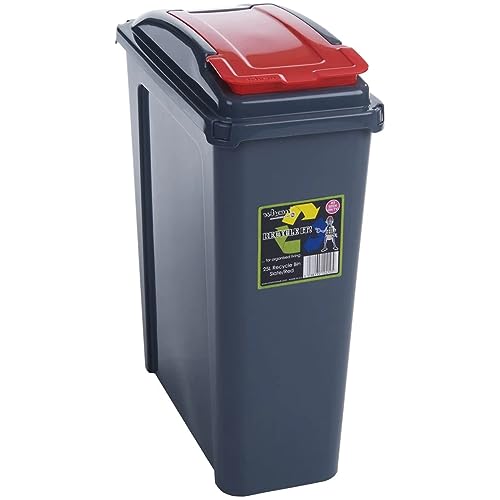 VFM 384285 Recycling Bin with Lid, 25 L, Red