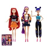 Kpop Demon Puppen, 29 cm Demon Hunters Merch Puppen mit Puppenkostüm Zubehör, K-Pop Anime Merch Puppe mit Beweglichen Armen & Beinen, Rumi/Mira/Zoey Doll zum Sammeln & als Fangeschenk (3er Set)