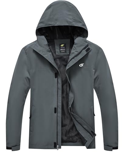 Image of YuKaiChen Mens Rain Jacket Waterproof Hooded Windbreaker Jacket Lightweight Outdoor Hiking Shell Coat
