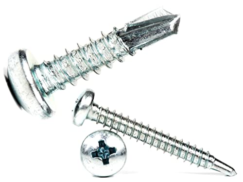 4.8mm x 16mm Self Drilling Pan Head Screws Steel Self Tapping Screws for Metal Sheets Roofing Windows (Pack of 50) F12D